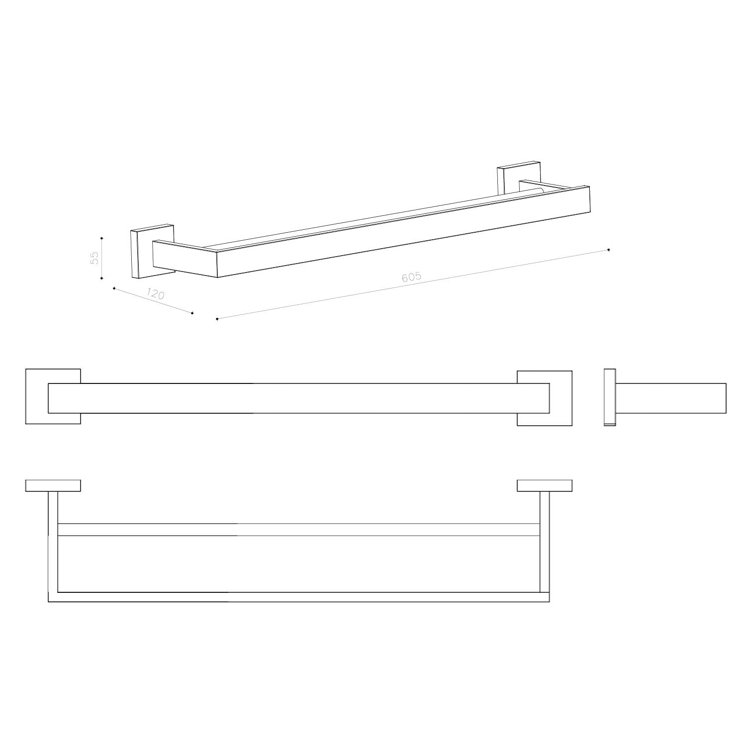 Pebble Grey™ Manhattan Double Towel Hook For Bathroom Towels - View #2