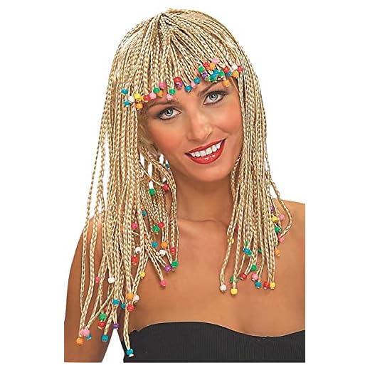 Forum Novelties Women's Adult Corn Row with Beads Costume Wig, Blonde, One Size