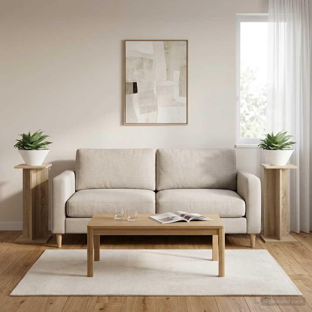 Supporto per piante, 2 pezzi, rovere Sonoma, 25 x 25,5 x 60,5 cm | legno, più livelli, design moderno, per soggiorno