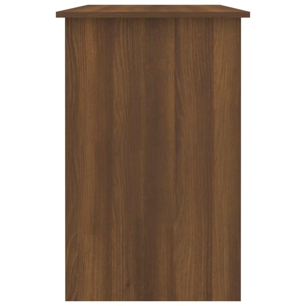 Scrivania marrone effetto rovere, 100 x 50 x 76 cm, con cassetto e porta, per ufficio, casa e ufficio, postazione di lavoro salvaspazio, per laptop e PC