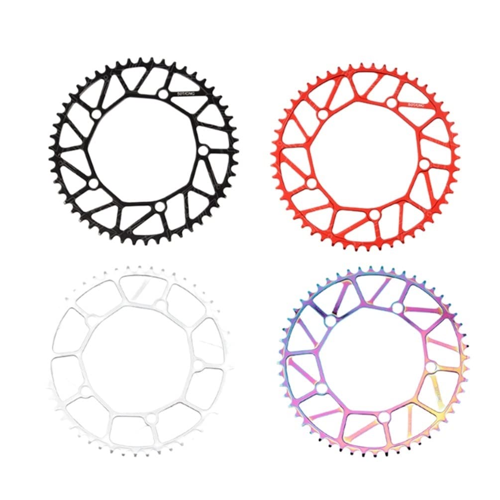 Platos para Bicicletas Diente de Bicicleta Plegable Plato Positivo Negativo Diente 46/48/50/52/56/58T Rueda de Cadena BMX Bicicleta Colorida bielas 130BCD Plato Ancho Estrecho(52T Silver)