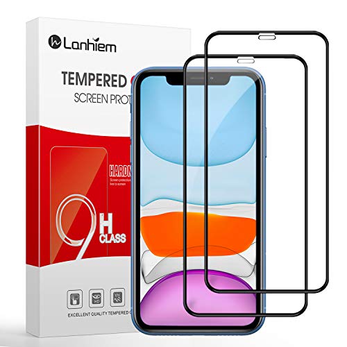 Lanhiem Verre Trempé iPhone 11 / iPhone XR, [2 pièces] [sans Bulles] [9H Dureté] [3D-Touch] Film Protection écran Anti-Rayures pour iPhone XR/iPhone 11 6.1 Pouces, Noir