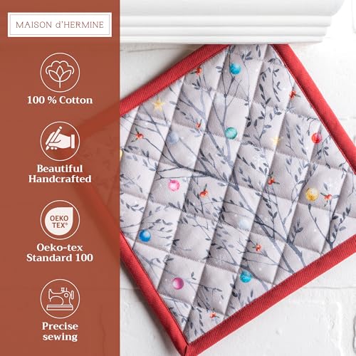 Maison d'Hermine Topflappen-Set, 100% Baumwolle (20 cm x 20 cm, 2er-Pack) – Ansicht 2