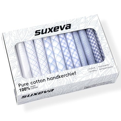 Image of Men's 12pcs 100% Cotton Checkered Handkerchiefs Gift Box, 15.75 Inch Soft Breathable Absorbent Large Pocket Squares