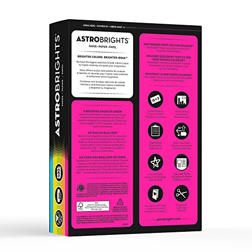 Image of Neenah Astrobrights Bright Color Paper, Letter Size Paper, 24 lb, Assorted Colors, 500 Sheets (Pack of 2)