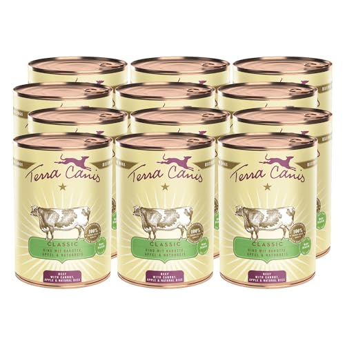 Terra Canis Rind, Karotte & Naturreis - Classic Nassfutter, 12x400g I Premium Hundefutter in 100% Lebensmittelqualität Aller Rohstoffe I Reichhaltig & gesund, allergen- & getreidearm, glutenfrei