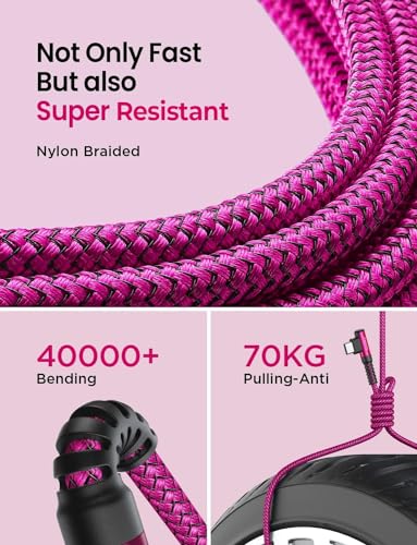Image of USB C Cable (2-Pack, 6.6ft) AINOPE 3.1A Fast Charging Rose red /6.6ft /2pack
