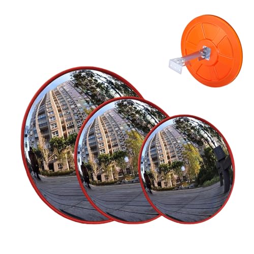 30cm/12" Convex Traffic Mirror - 130° Wide Angle Safety Mirror for Blind Spots, Driveway, Garage & Warehouse - Outdoor Security Mirror with Adjustable Wall Bracket