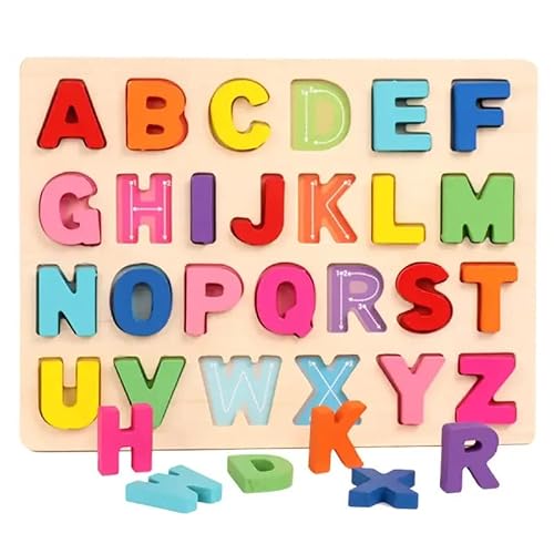 Wooden Abc And 123 Puzzles For Toddlers, Alphabet Puzzle And Number Puzzle, 2 In 1 Preschool Educational Learning Toys With Thick Wood Abc Puzzle Board, For Boys And Girls Kindergarten Set Of 2 #TOP28