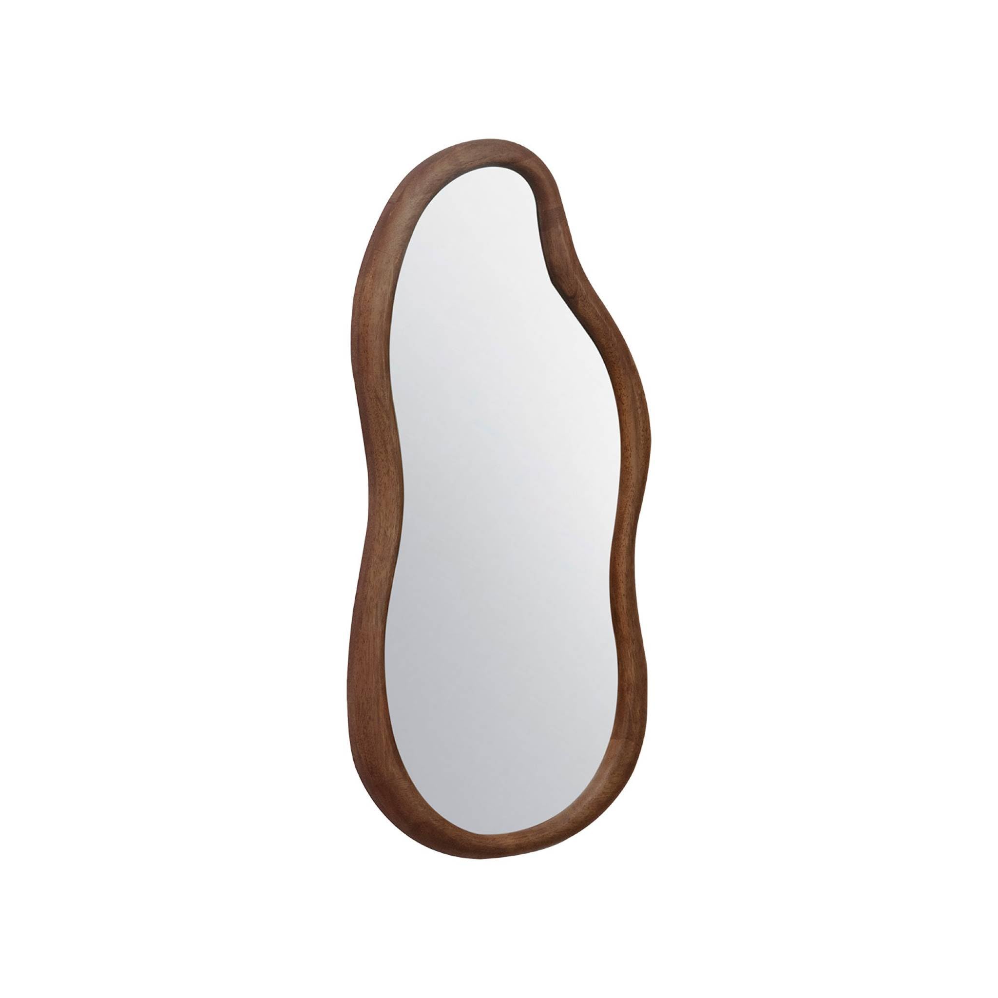 sweeek - Miroir organique AUSTIN en bois d'hévéa. couleur noyer. 70 cm
