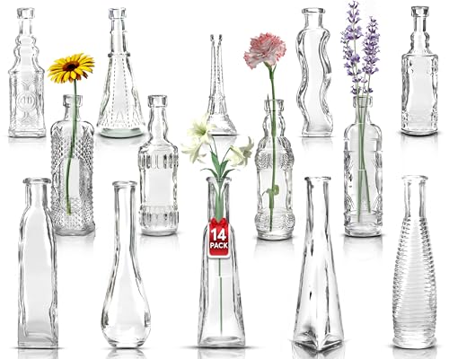 Small Vintage Glass Bottles with Corks, Mini Vases, Decorative Glass