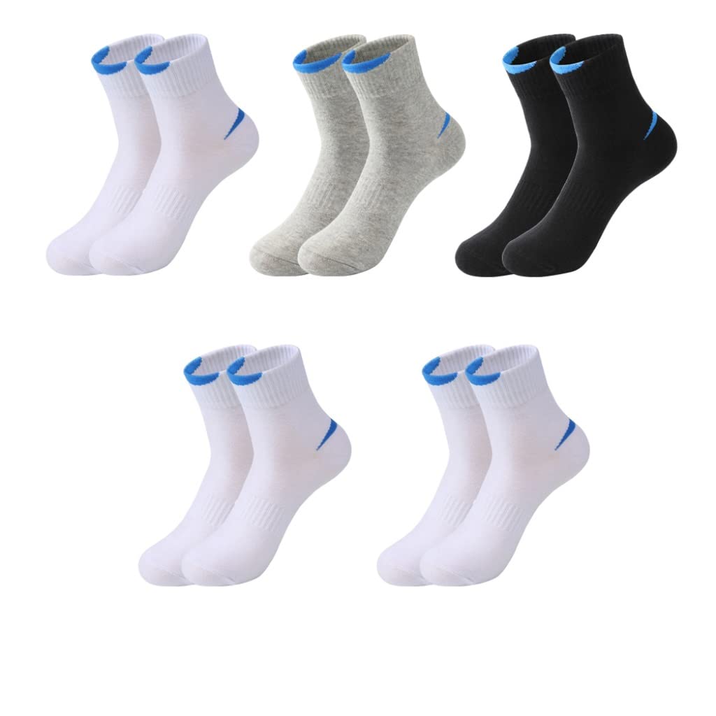 5 par/Lote de Calcetines for Correr for Hombre, Transpirables, for Deportes al Aire Libre, Calcetines de algodón for Hombre, Color Negro