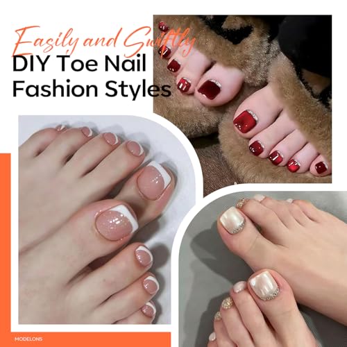Image of Modelones Toe Nail Tips Short Square Soft Gel Tips Squoval Fake Press Ons Toe Nails Matte Full Cover Pre-shape Extension Home DIY Salon 240Pcs 15Sizes