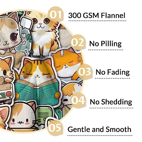 Cat Blanket Gifts - 30"x40" Cute Throw for Kids & Adults - Yellow Soft Fuzzy Blankets for Couch & Office