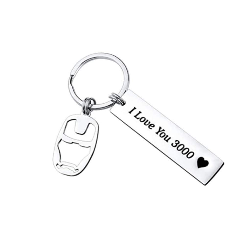 Jilukibo I Love You 3000 Keychain for Papa Farther‘ Day Gift, Iron Man Key Rings Gift for Men Boyfriend, Valentine's Day Birthday Wedding Anniversary Key Ring