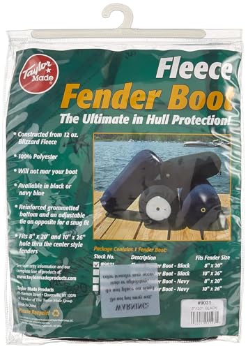 Taylor Made Products 9031 Fleece Boat Fender Cover for Center Rope Tube Style Fenders (8" x 20", Black) - image 1