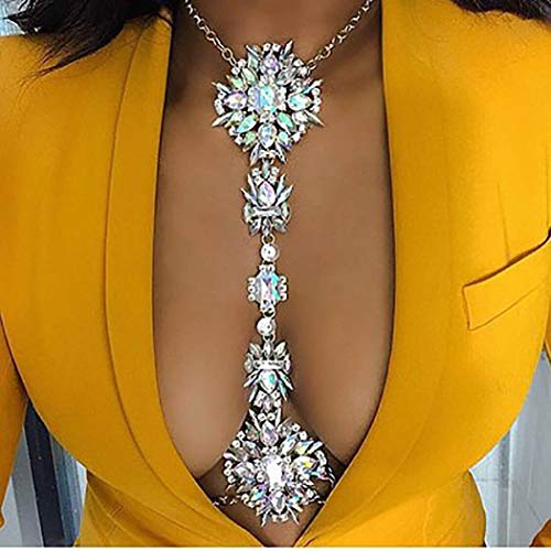 Vivilly Crystal Chest Chain Gold Rhinestone Body Chain Shiny Necklace Body Accessories Jewelry for Women and Girls - Image 5