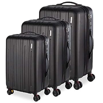 Cj. Malas ABS 3 Pecas P/M/G Rodas 360 - AeroMalas Suécia (Preto)