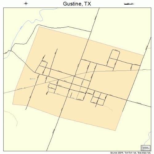 Large Street & Road Map of Gustine, Texas TX Printed poster size wall