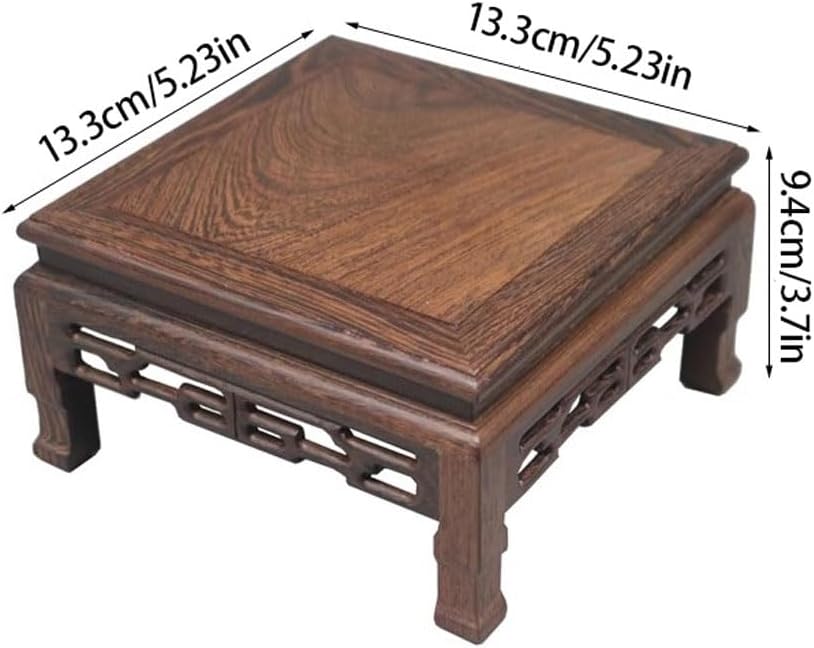 Bonsai Pedestal Vase Pedestal Stands Square Base Teapot, Jade Bonsai Ornament Base, Solid Wood Craft Base, Suitable for Living Room, Cafe, Office, Etc. Planter Stand Plant Holder(Medium)