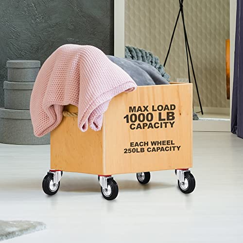 Pack of 8, 75mm up to 500KG Heavy Duty Castor Wheels Rubber Base - No Floor Marks Silent Castor for DIY Furniture Trolleys - Image 4