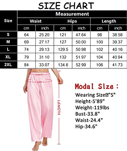 Swomog Women's Silk Satin Pajama Pants Longs Silky Sleep Pants Loungewear Pj Bottoms Soft Nightwear Trousers Elastic Waist Lounge Pj Bottoms #TOP6