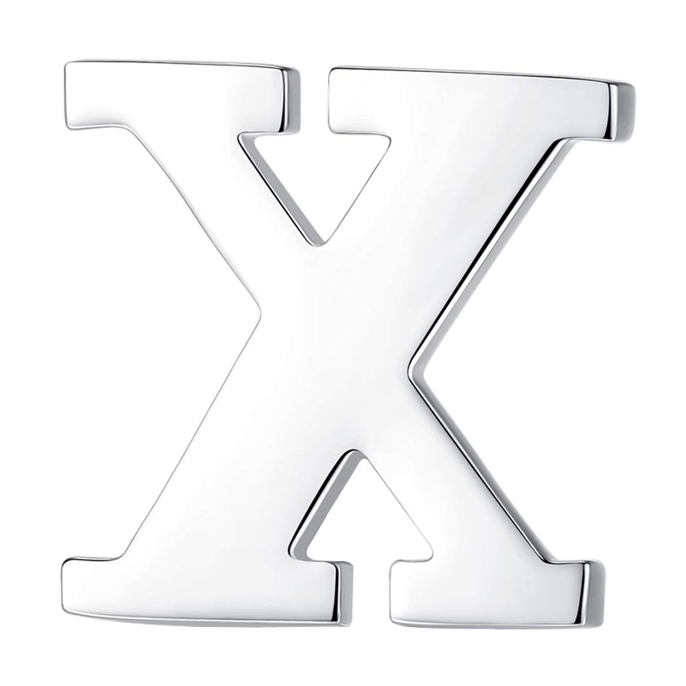 HONEY BEAR Silver Initial Letter Tie Lapel Pin Brooch for Men Women Shirt