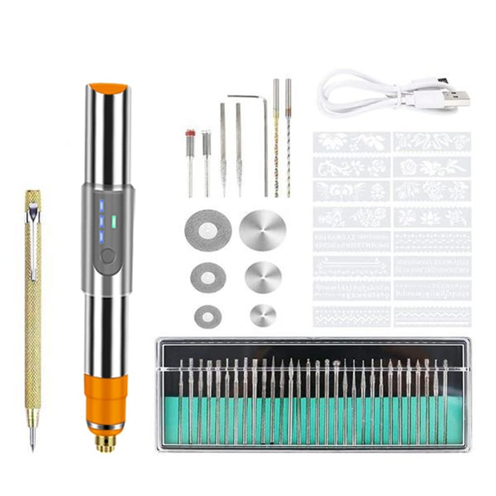 UDSKNV[KSL Glass Rotary Pen Engraving Tool Kit-Metal, Wood, Stone Compatible for Jewelry Making, Art, Home Décor