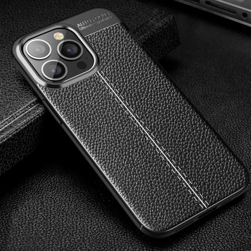 Coque iPhone 15 Plus silicone rigide noir motif grain texturé