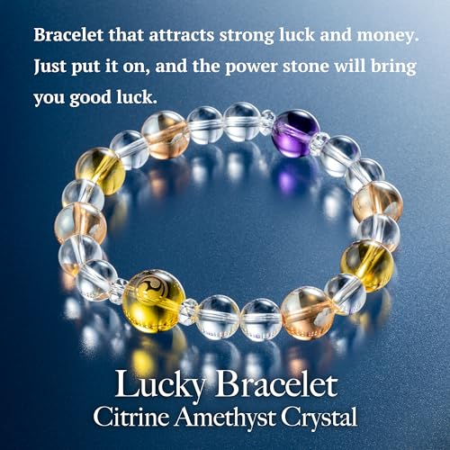 Image of Japan bracelet lucky charm crystal citrine amethyst feng shui traditional money luck fortune
