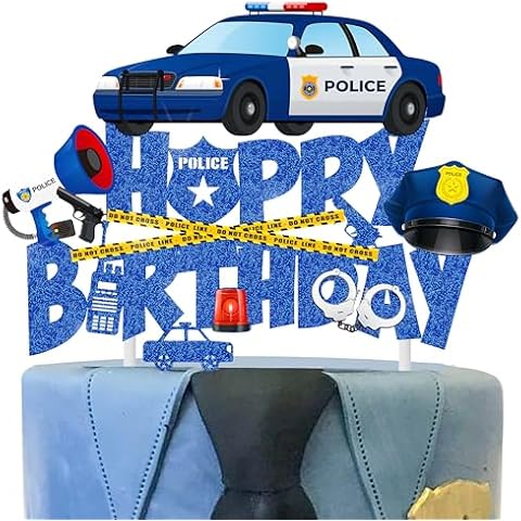Police Car Birthday Cake Topper by C L Cooper Life Cover