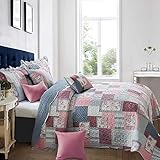 B&B Bedspreads 100% Cotton Bedding Reversible Patchwork Quilt Blanket Bed Sheet Printed Bedding Set - 100% Cotton 3Piece Comforter Set + 2 Pillow Sham (Fine Décor, Super King Size)
