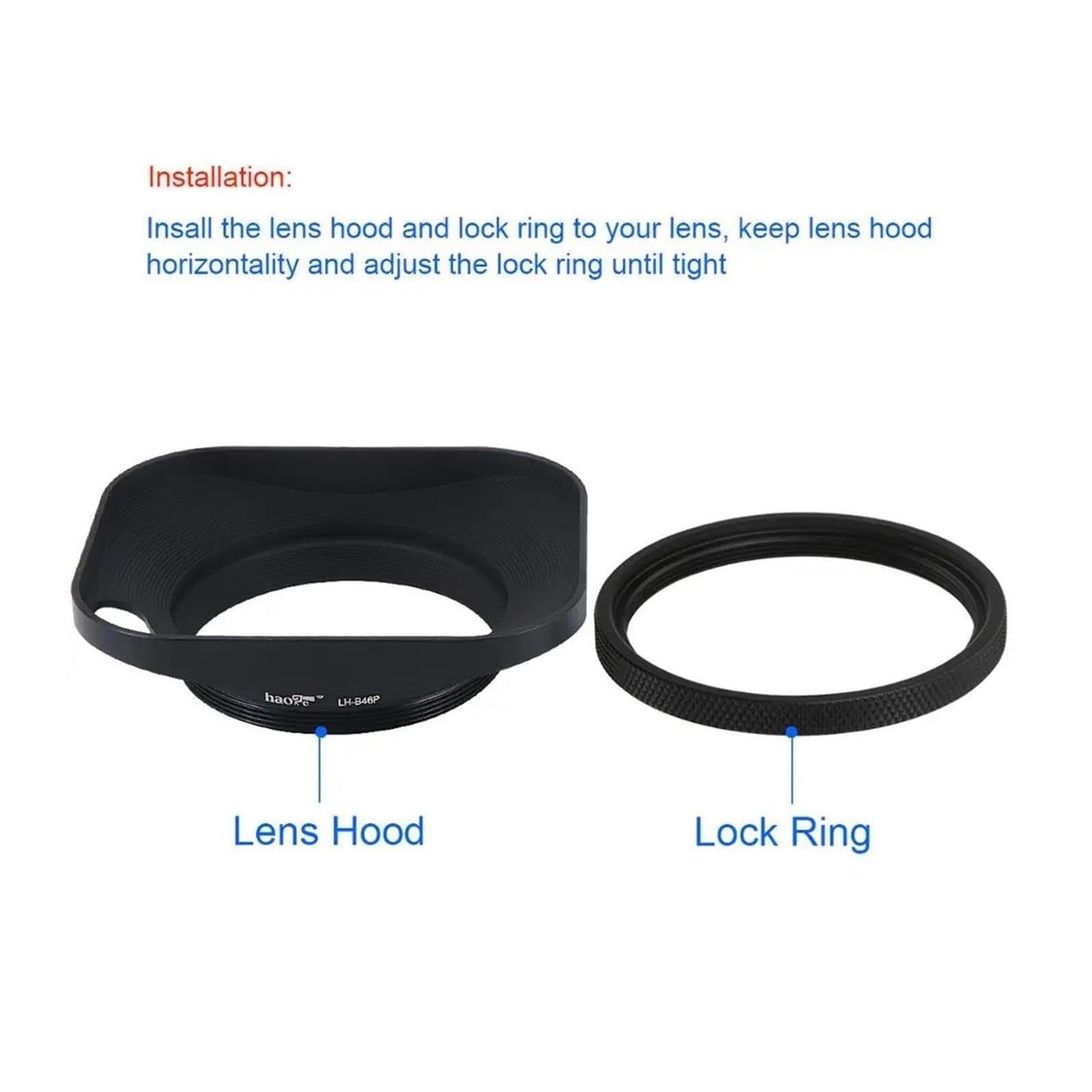 Pare-Soleil à Visser en métal 46 mm conçu + Capuchon, Compatible avec Leica, Appareil Photo télémétrique avec Objectif à Filetage de Filtre E46 46 mm Noir