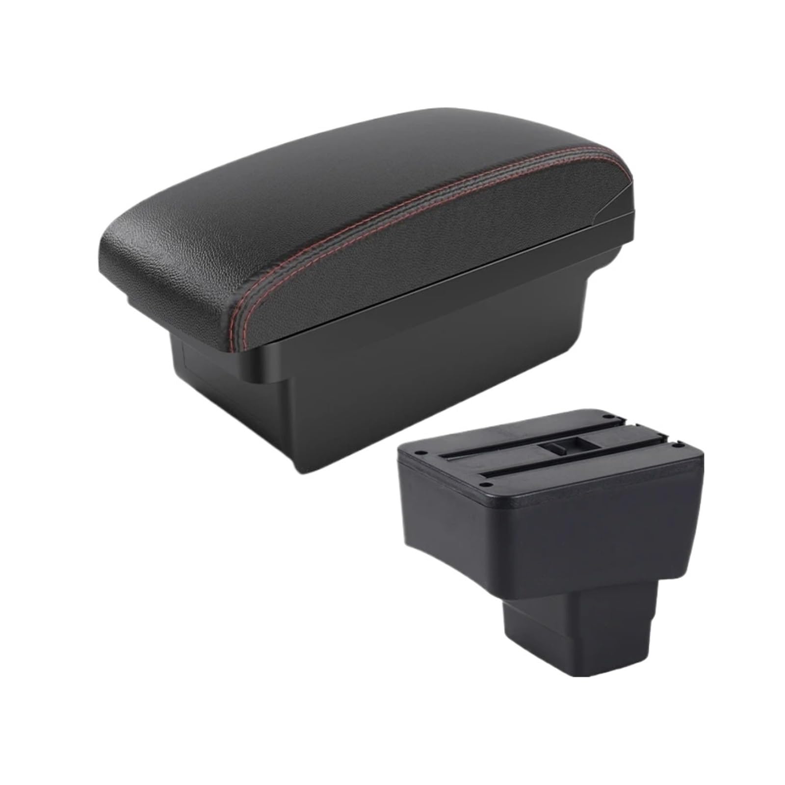 Ggwqoops Car Armrests For Mazda 2 III For (DJ) 2014-2024 Car Armrest Box Storage Interior Modification Multi-function Auto Parts Armrest Box(A1 Black red NO USB)