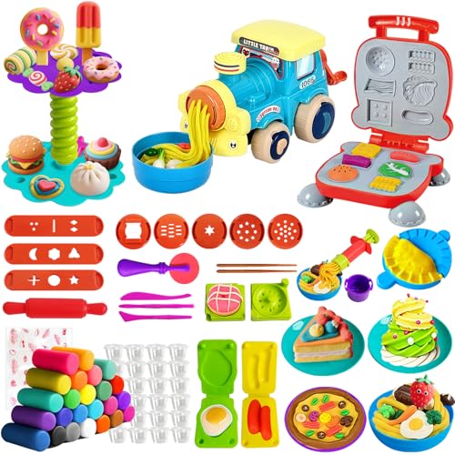 EagleGrove Dough Sets for Kids Ages 4-8 Arts and Crafts for Kids 4 5 6 7 8 9 10 Year Old Toddlers, Dough Kitchen Creations Kits with Clay & Food...