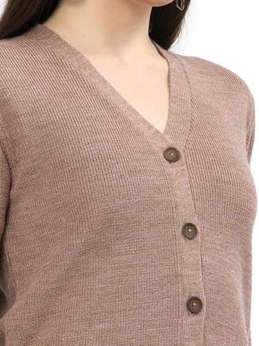 Image of Kalt Women Full Sleeves V-Neck Design Acrylic Cardigan Sweater