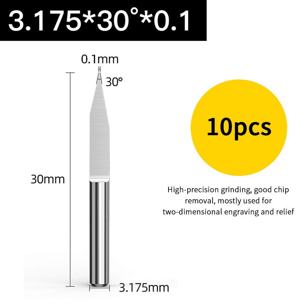 30 Degree V Groove Bit,0.1mm Carbide PCB Engraving Router Tool,Tungsten Carbide CNC Router Bit,1/8 Inch Shank Woodworking