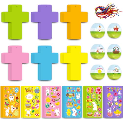 Easter Decoration Stickers for Easter Party Decorations Bunny Egg Rabbit Self-Adhesive Stickers Craft Paper(Set,M)