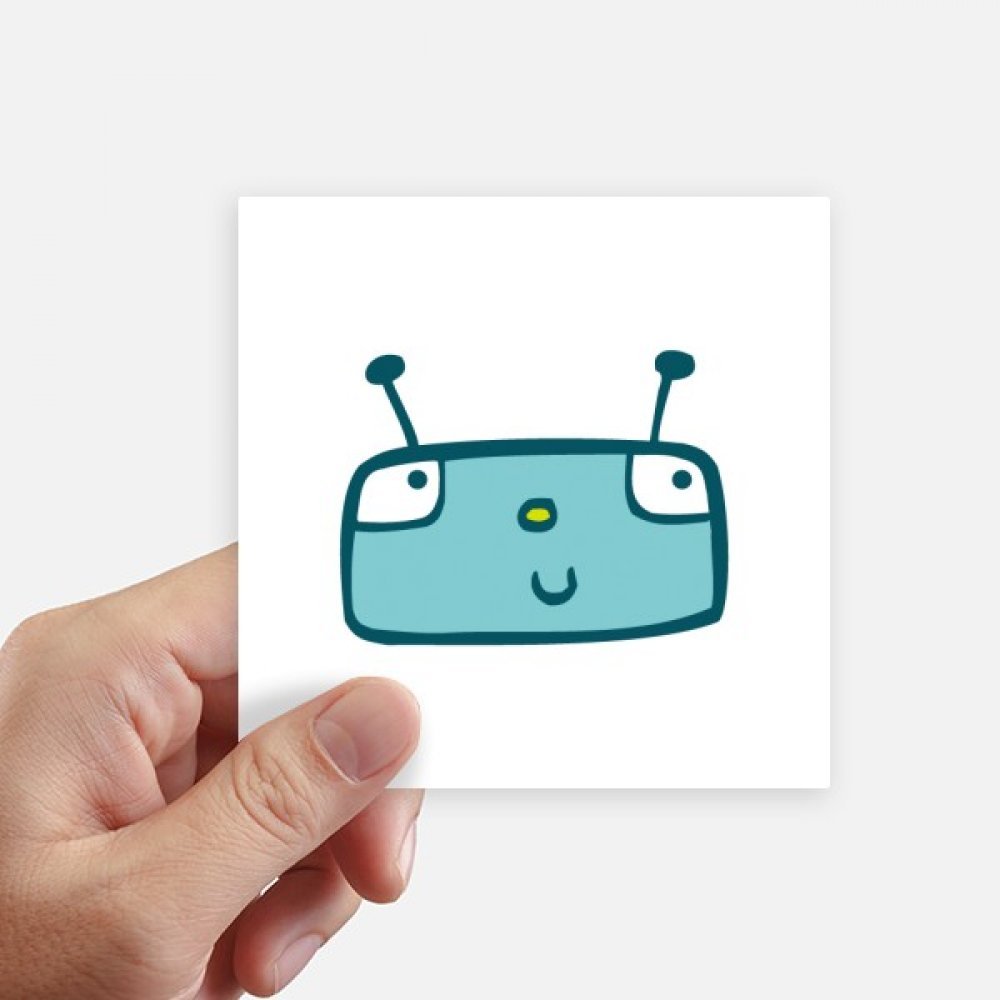 Sticker robot alien bleu pour masquer rayure pc portable et valise