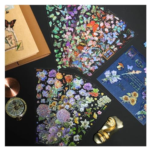 Papeles texturizados para álbumes de recortes 20 pegatinas vintage, pegatinas transparentes for álbumes de recortes de PET, pegatinas de pintura con placa de cobre, agenda Papel de collage hecho a man