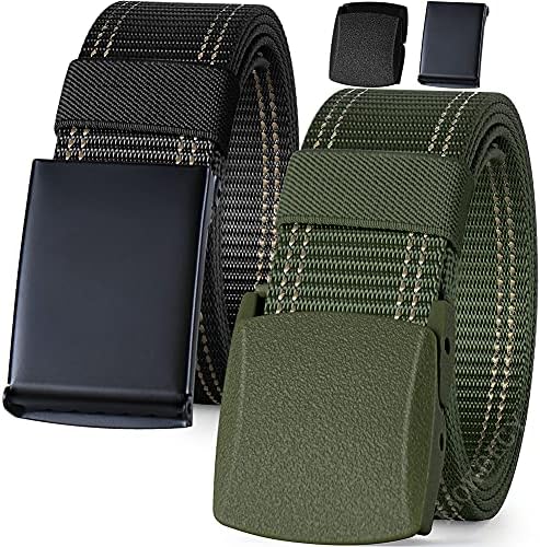 Nylon Work Belts, Casual Outdoor Belt for Men and women, Adjustable Tactical Military Belts with Quick-Release Metal Buckle, Black Canvas Belt Length 51(130cm)