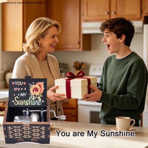 byykit You are My Sunshine Music Box,Wooden Hand Crank Engraved Music Boxes - image 3