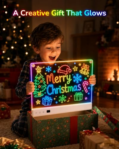 Aullsaty 16.5-Inch LED Drawing Board for Kids, Rechargeable Light Up Dry Erase Board with 16 Light Effects, 7 Markers and Tracing Kit, Birthday or Christmas Gift for Boys and Girls Ages 3-12 - image 8