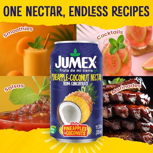 Image of Jumex Pineapple Coconut Nectar - Made with Pineapple Juice & Coconut Cream - Tropical Fruit Juice Concentrate for Smoothie Mix, Cocktail Mixers, Kids Drinks & Beverages - 11.3oz, 24 Pack Canned Drinks