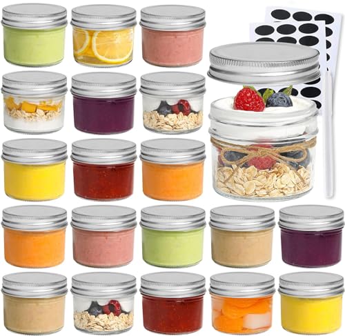 Opiniones de Velas en frasco que puedes comprar esta semana. 41 Mini Masón Jars 4oz, 20 Tarros de Vidrio Masón Pequeños con Tapas para Mermelada, Miel, Dulces, Regalos de Boda, DIY Velas Decoración, Bolígrafo y Etiquetas Incluidos