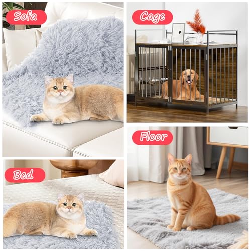 Dimeho Beruhigende Kuscheldecke für Haustiere Flauschige Decke für Hunde & Katzen Superweich und Warm 22 × 14 Zoll/56 × 36 cm Graue Welpendecke für Innenbereich Maschinenwaschbar Graue