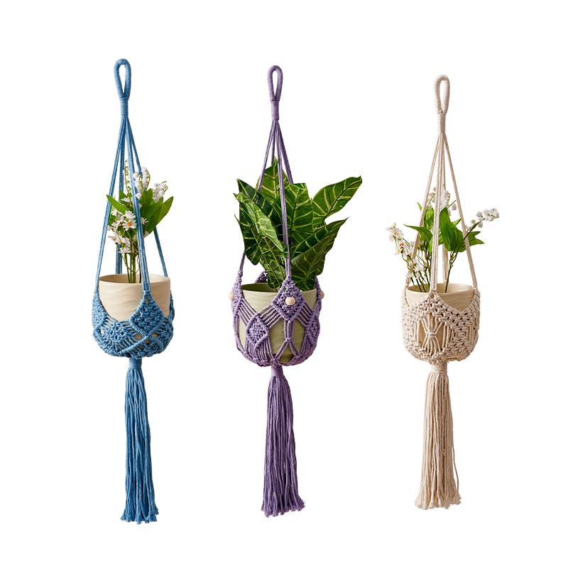 Macramé pour plantes en coton naturel pour jungle urbaine intérieure