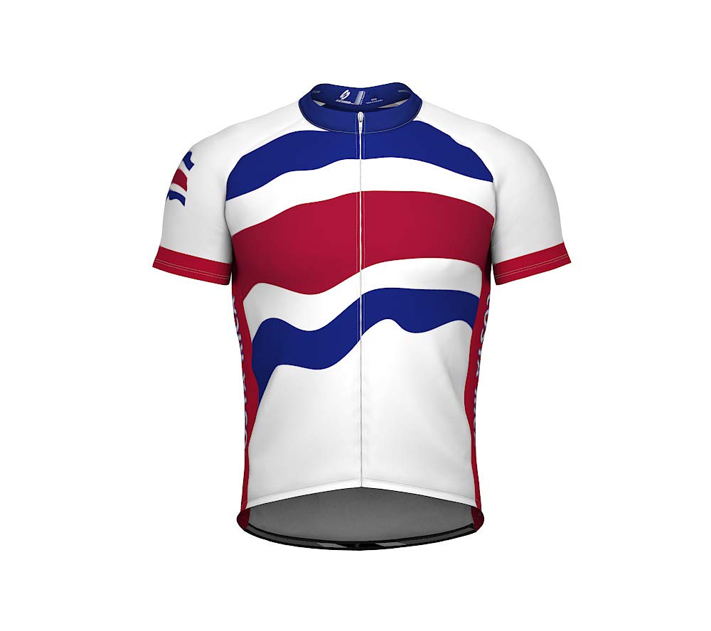 ScudoPro Costa Rica Emblem Full Zipper Bike Short Sleeve Cycling Jersey for Men - Size M Multicolored