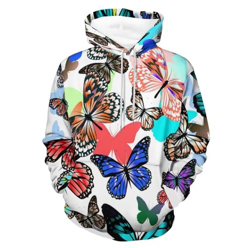 Pull à Capuche Unisexe Sans Compromis Confort Style Sweat Manches Longues Papillons S
