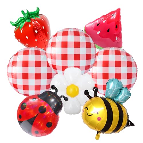 8pcs Picnic Balloons Checkerboard Balloon Gingham Balloons Picnic Party Decoration BBQ Themed Party Decorations Gingham Party Decor Birthday Holiday Decor Summer Picnic BBQ Party Decor Supplies